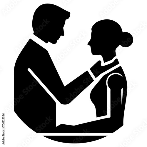 Physical therapist icon vector silhouette, black color silhouette