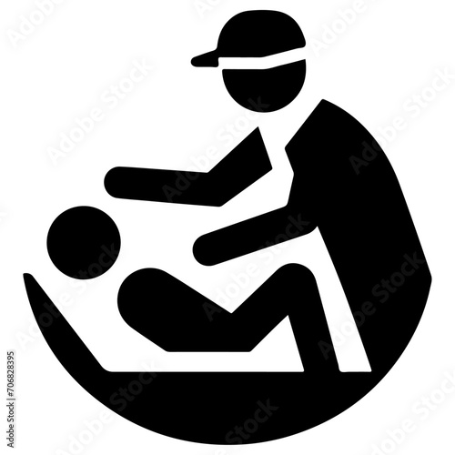 Physical therapist icon vector silhouette, black color silhouette