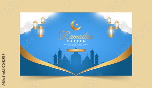 ramadan banner or greeting card for Islamic celebration