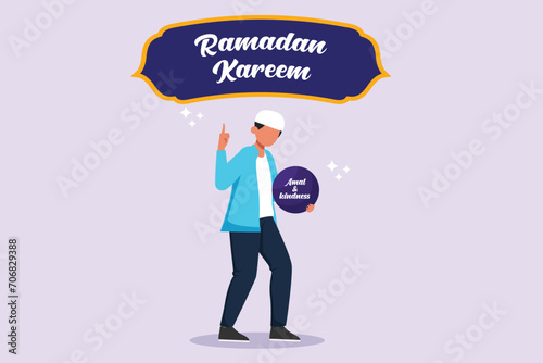 Welcoming Ramadan concept. Colored flat vector illustration isolated.
