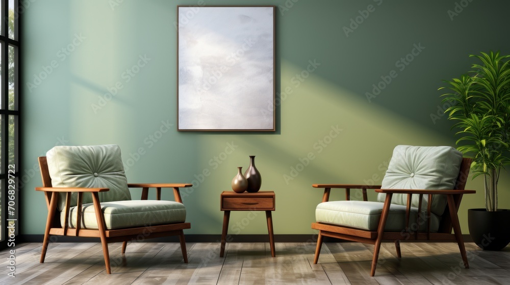 The interior design of the living room is stylish and comfortable