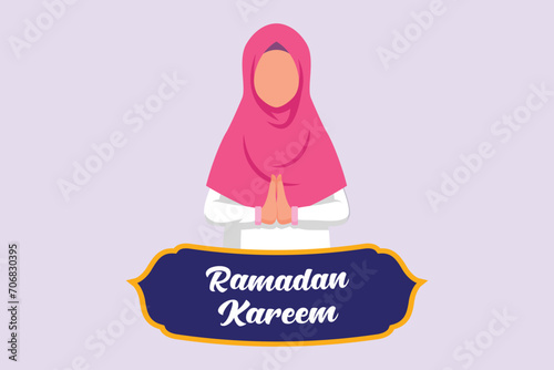 Welcoming Ramadan concept. Colored flat vector illustration isolated.