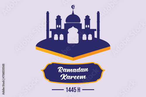 Welcoming Ramadan concept. Colored flat vector illustration isolated.