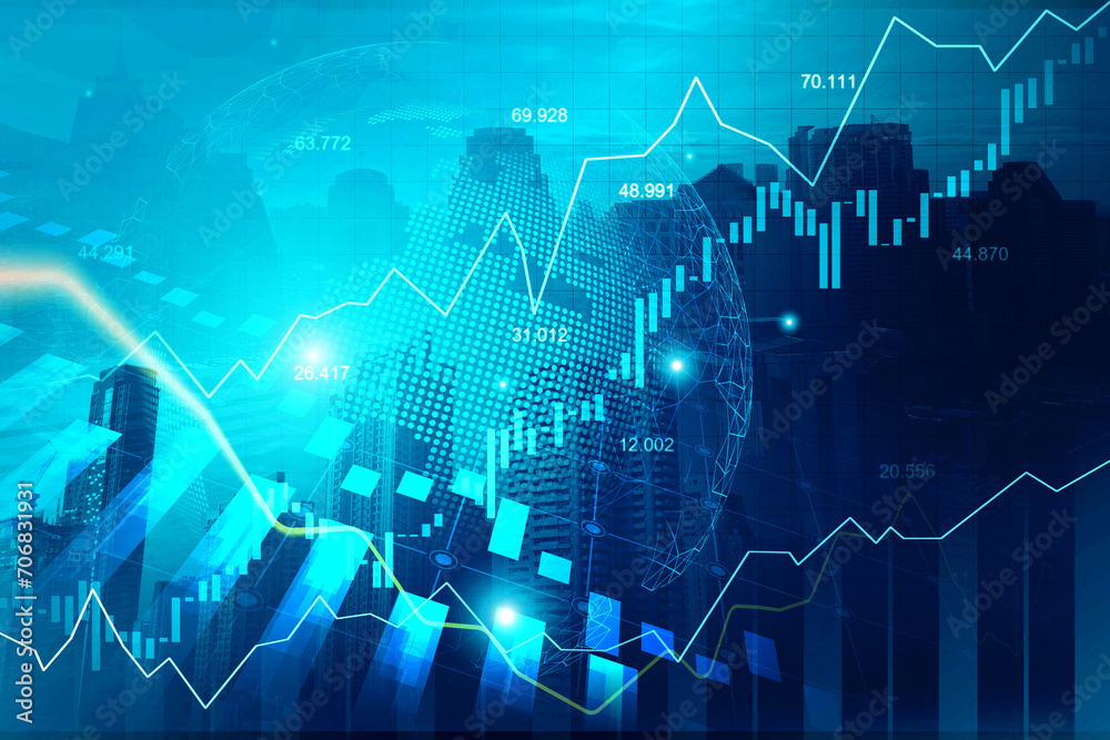 Stock market or forex trading graph in futuristic concept suitable for financial investment or Economic trends business idea and all art work design. Abstract finance background Stock market or forex trading graph in futuristic concept suitable for financial investment or Economic trends business idea and all art work design. Abstract finance background