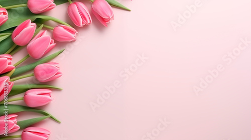 Pink tulips on the table