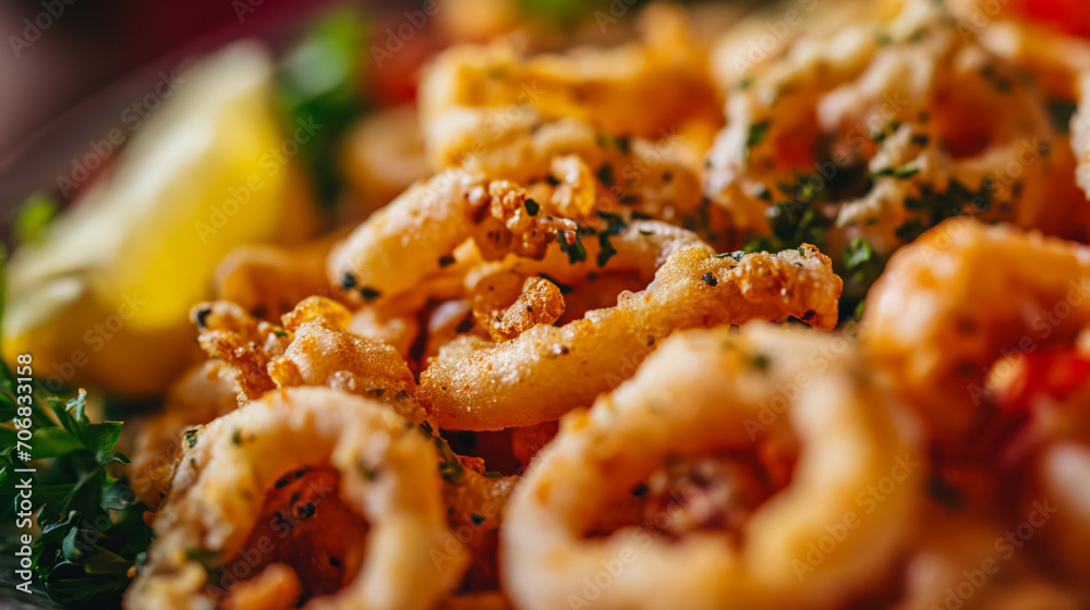 Delicious Calamari Fritters Close-Up