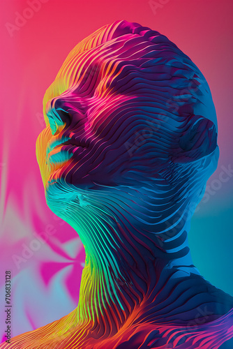 Colorful Gradient Abstract Head