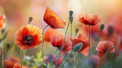 Beautiful Poppy Flowers Abstract Background