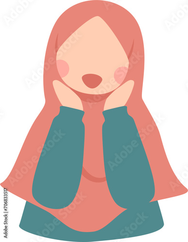 Cute girl hijabi amazed