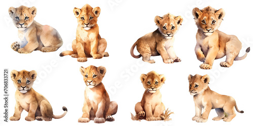 Watercolor baby lion clipart for graphic resources