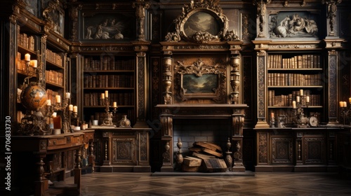 Unique library with a vintage concept