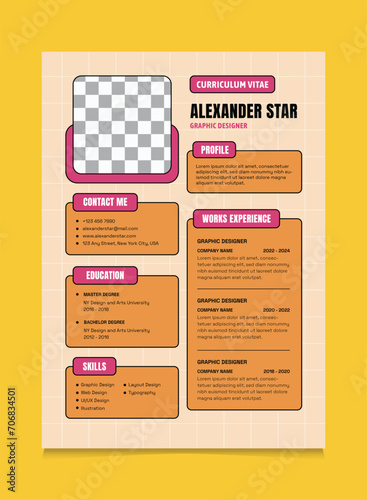 Retro Graphic Designer CV Template