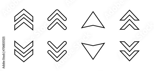 Swipe up down icon set in line style. Upward and downward arrow symbol vector photo