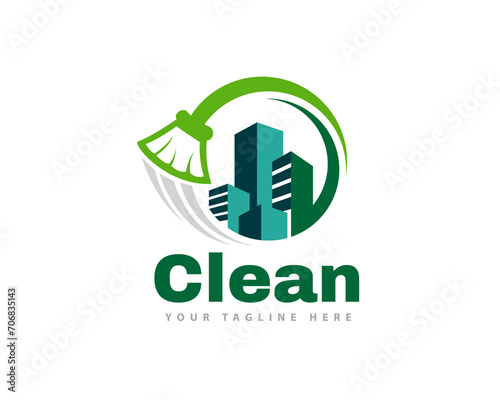 abstract building property cleaning service logo icon symbol design template illustration inspiration