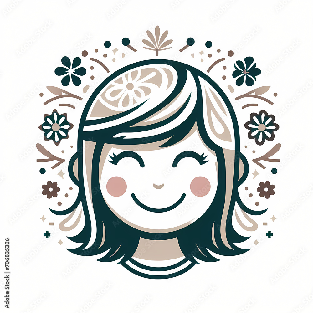 Mindfulness girl happy and smile graphic illustration for mental health day Mindfulness girl happy and smile graphic illustration for mental health day