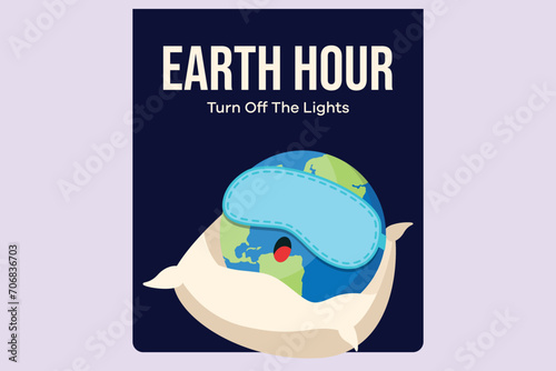 Earth Hour concept. Colored flat vector illustration isolated.