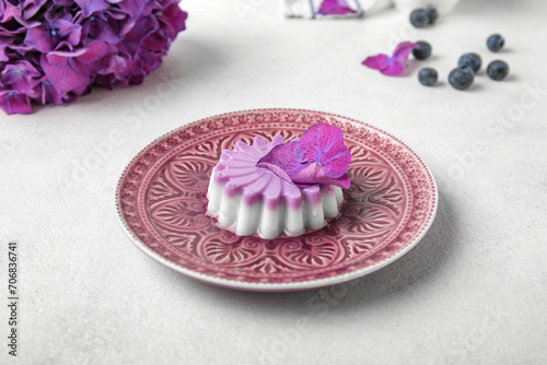 Plate of panna cotta with b...