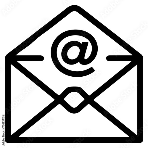 Email message envelope line art icon for apps and websites black outline vector illustration