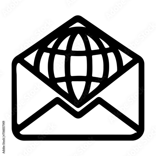 Email message envelope line art icon for apps and websites black outline vector illustration
