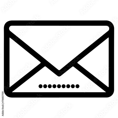 Email message envelope line art icon for apps and websites black outline vector illustration