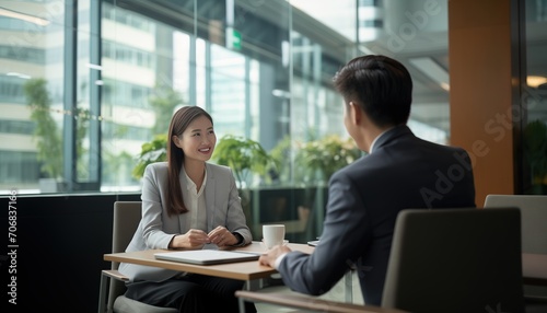 businesswoman shaking hands with business coworker
