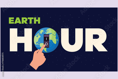 Earth Hour concept. Colored flat vector illustration isolated.