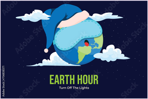 Earth Hour concept. Colored flat vector illustration isolated.