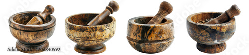 Mortar and pestle png set