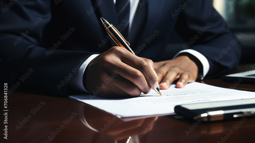 businessman signing a contract with Generative AI businessman signing a contract with Generative AI