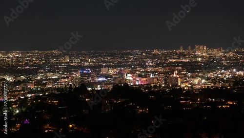 Wallpaper Mural Hollywood Beverly Hills Night Skyline Time Lapse Pan R California USA Torontodigital.ca