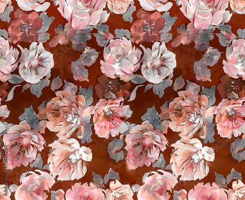 Fototapeta Naklejka Na Ścianę i Meble -  Watercolor flower leaf background design wallpaper art 