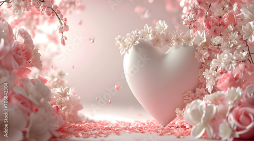 3D heart shape and flower arch background for creating beautiful Valentine's Day cards.