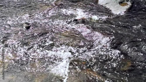 Close-up Slow motion of Coosawattee River rapids, Ellijay Georgia 4k photo