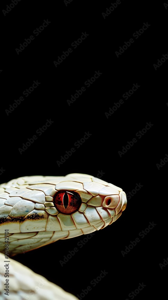 Obraz premium A black snake on a black background. Reptile.