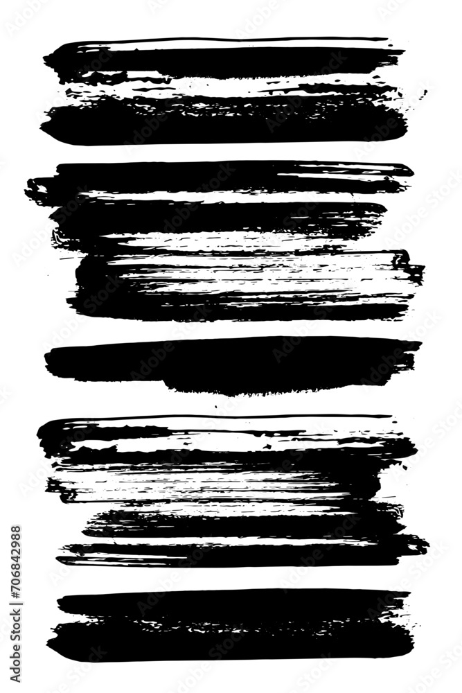 Mixed texture collage Black brushes vector collection set. Dry paint, ink brush, brush strokes, brushes, lines, frames, box, grungy.