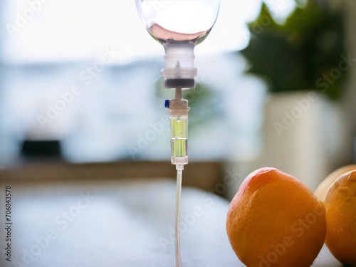 Natural vitamin nutrien iv drip therapy drug treatment concept.