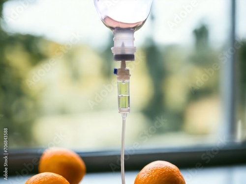 Natural vitamin nutrien iv drip therapy drug treatment concept. photo