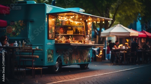 Street food festival with food truck