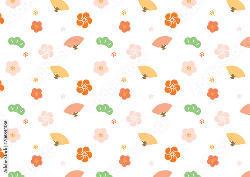 おめでたい可愛いパターンのシームレス背景・壁紙