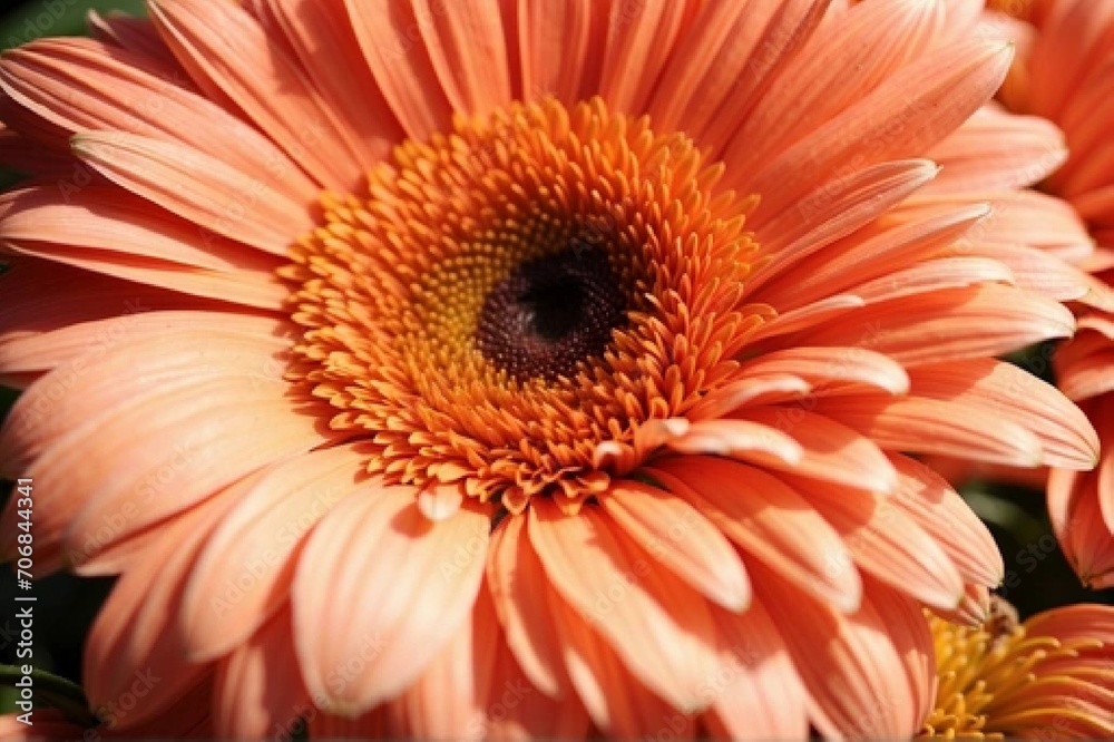 close up of a beautiful gerbera flower in the color of the peach fuzz close up of a beautiful gerbera flower in the color of the peach fuzz