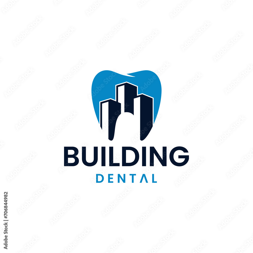 Dental Building Minimalist Vector Illustration Creative Logo Design Dental Building Minimalist Vector Illustration Creative Logo Design