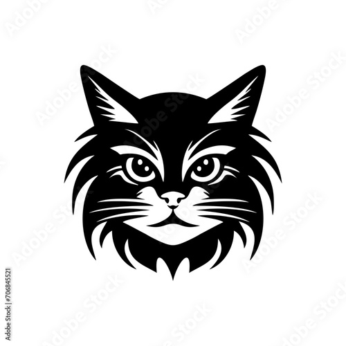 cute cat head logo with solid black color