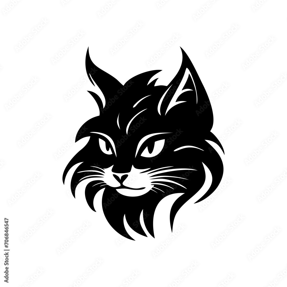 cute cat head logo with solid black color