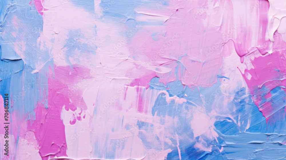 A modern abstract background with a textured blend of pink and blue paint strokes on a canvas.