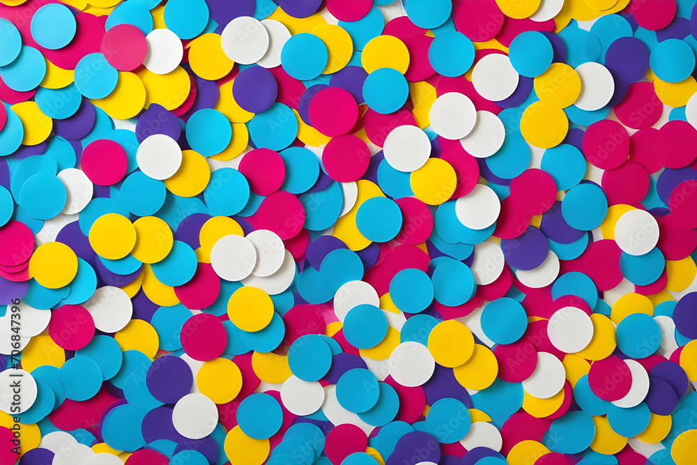 background of colorful flying paper shiny round confetti for a holiday celebration party particles