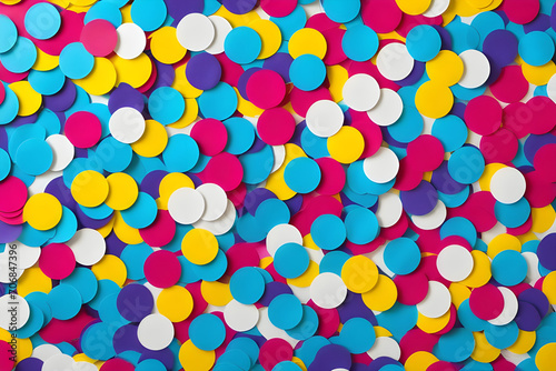 background of colorful flying paper shiny round confetti for a holiday celebration party particles