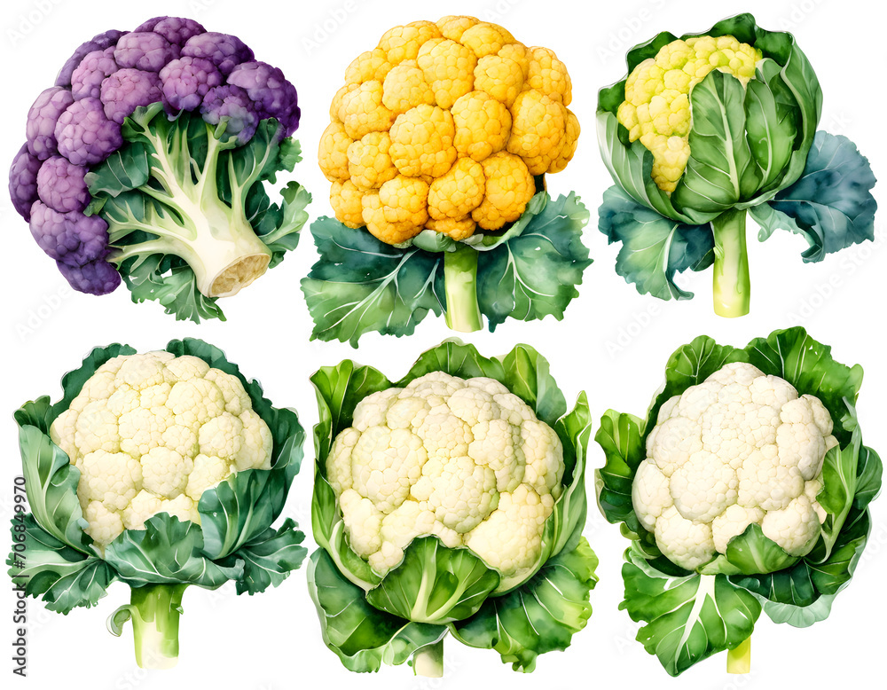 watercolor painting of egg Cauliflower watercolor painting of egg Cauliflower