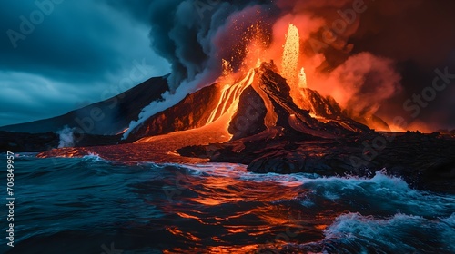 Lava Flows on active volcano 