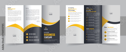 Modern trifold business brochure template vector, Corporate business tri fold brochure layout
