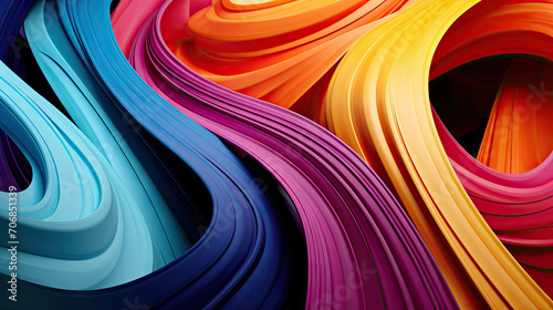 A close up of a colorful abstract painting of wavy lines  This asset features vibrant  undulating lines in a close-up view. Suitable for backgrounds  art prints  and creative design projects.